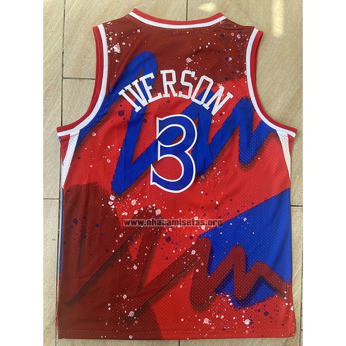 Camiseta Philadelphia 76ers Allen Iverson NO 3 Mitchel & Ness 1997-98 Rojo